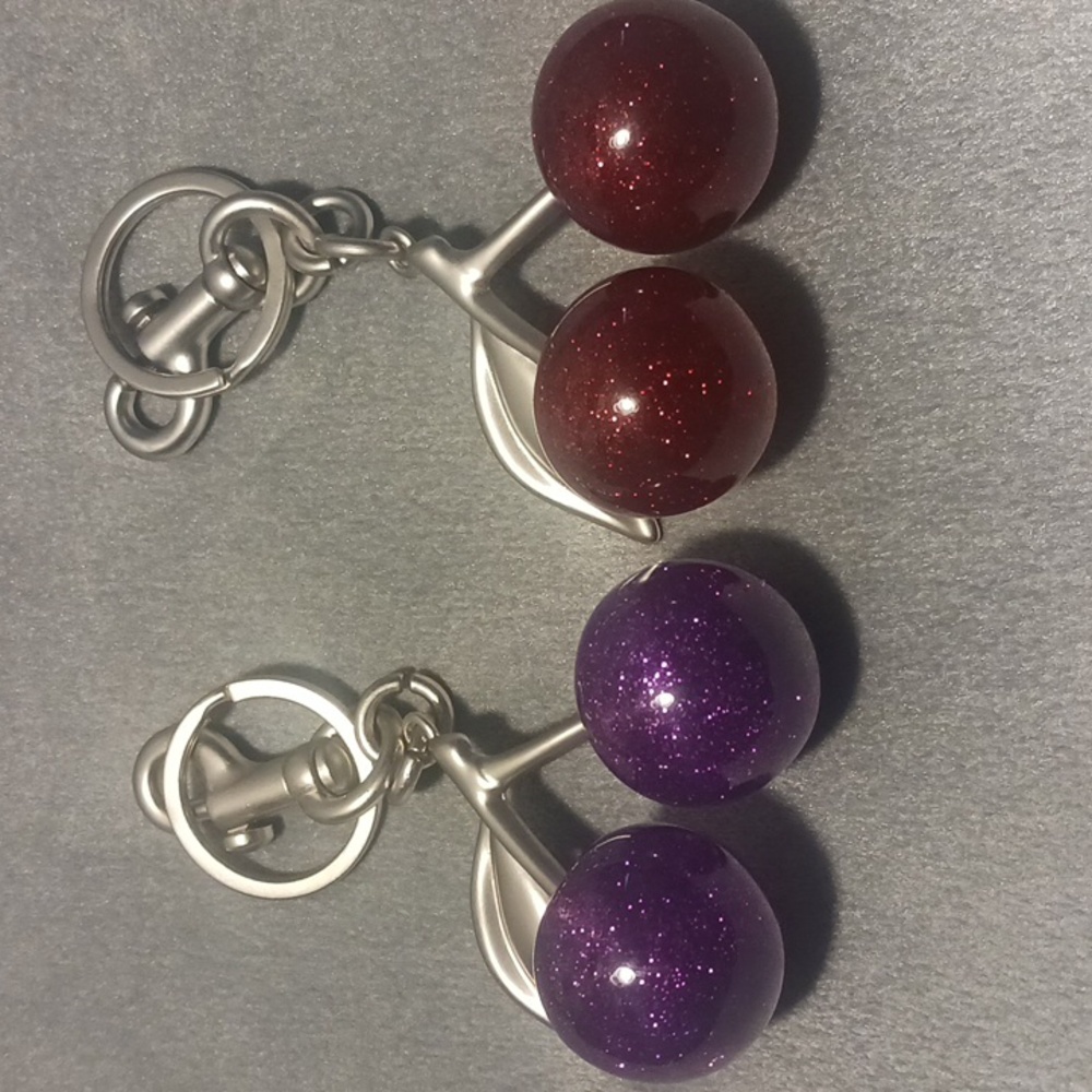 Purple & Red Cherry Keychain Accessory